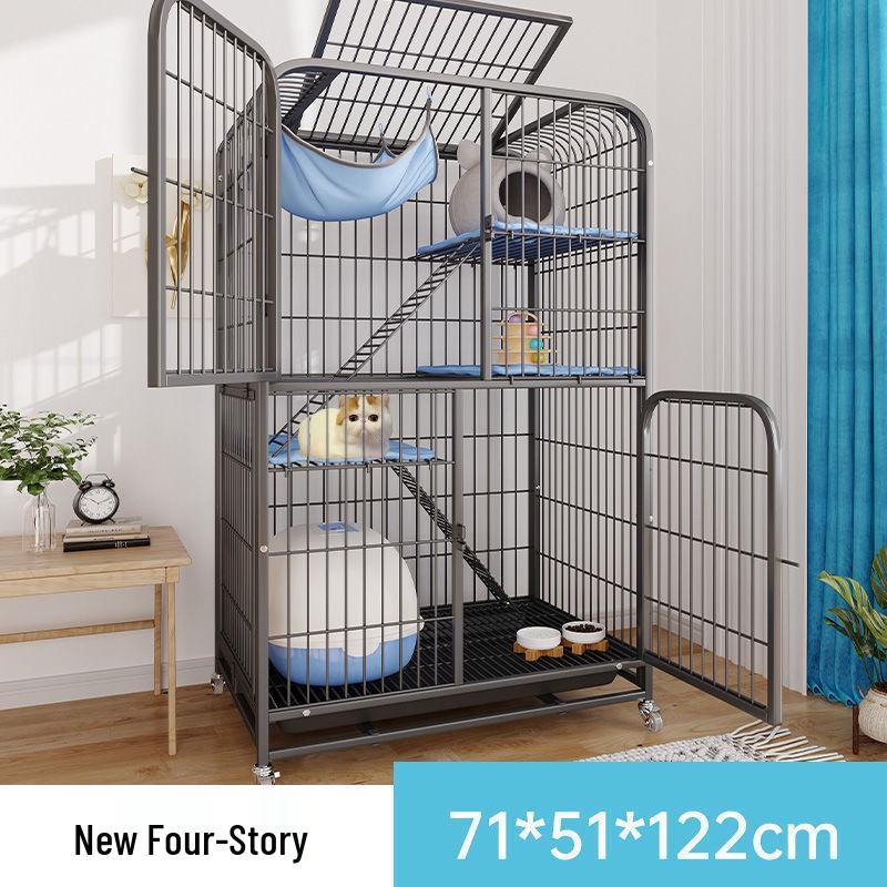 Cat Villa with Integrated Litter Box - Spacious, Secure Indoor Cage for Cats