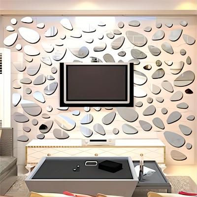 20 stücke Unregelmäßige Geometrische Kopfsteinpflaster Muster Spiegel Wand Aufkleber Selbst-adhesive Abnehmbare Farbige Acryl Spiegel Wand Abziehbilder