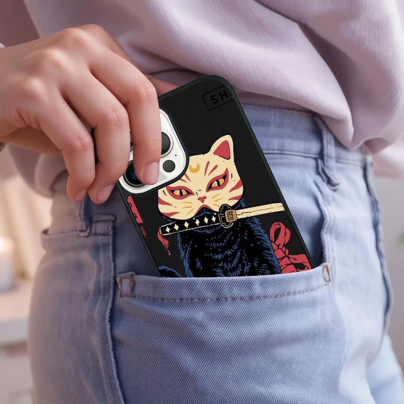 Japanese Style Ukiyo-e Cat Art Phone Case For iPhone 17 Air 15 16e 14 13 Pro Max Coque 12 11 Pro Max PLUS Cover