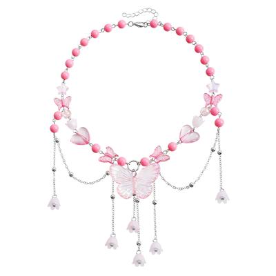 Accessories, Spice Girl Beaded Y2K Necklace Love Imitation Pearl Butterfly Choker Tassel Necklace