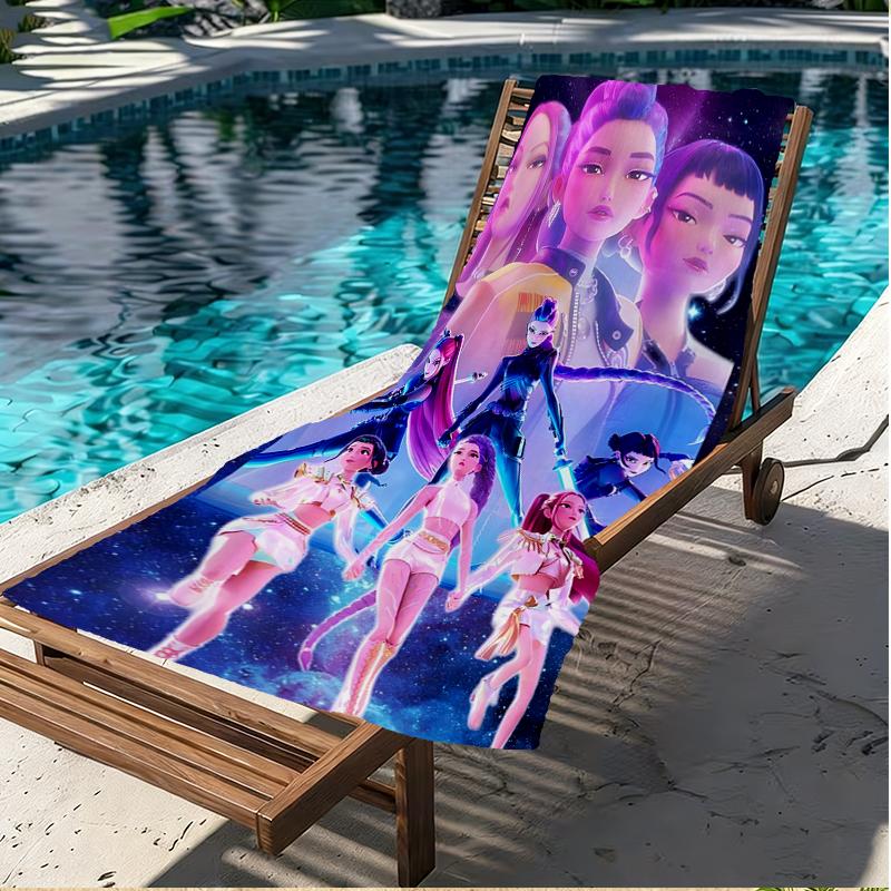 KPop Demon Hunters Print Beach Towel, Versatile Lightweight Absorbent Beach Towel for Pool Surf Yoga Bathroom, Perfect Birthday Holiday Gift