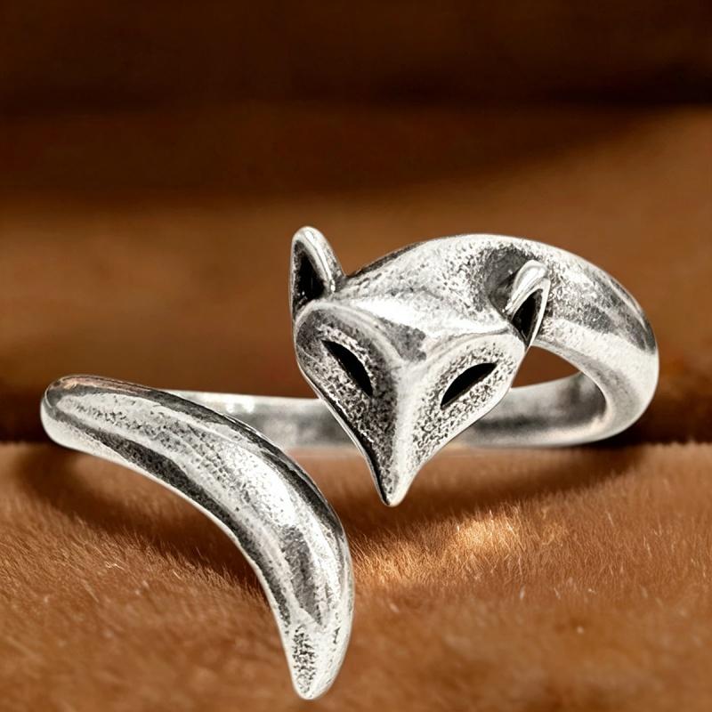 Huitan Cute Fox Open Adjustable Ring for Women Trendy Gold Color/Silver Color Distressed Vintage Party Daily Animal JewelryGood product