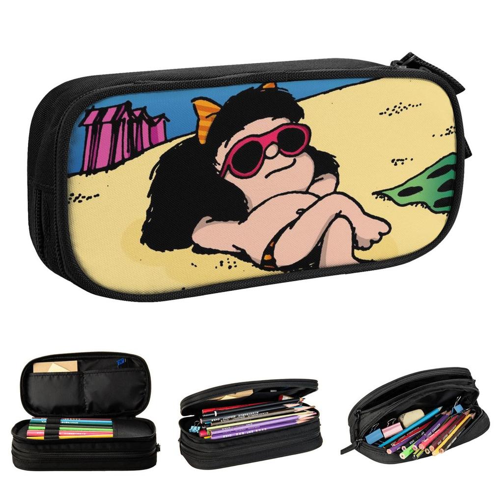 Mafalda Pencil Cases Cute Amine Cartoon Pen Bag for Student Large Storage Students School Gift Pencilcases