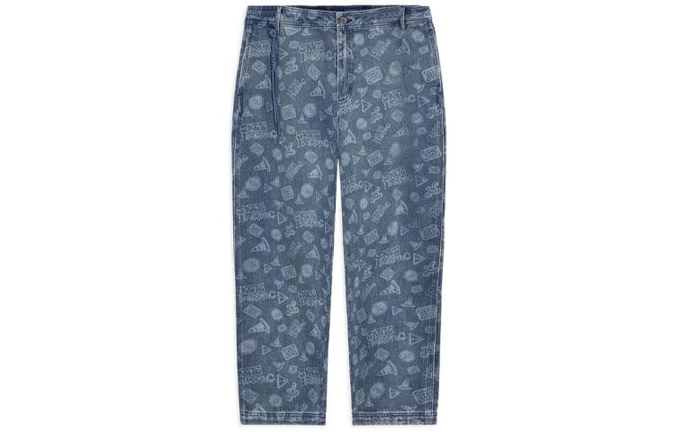Li Ning Skateboard Jeans Men s Light Blue Moderate Straight Fit Pants AJQS047-1 L