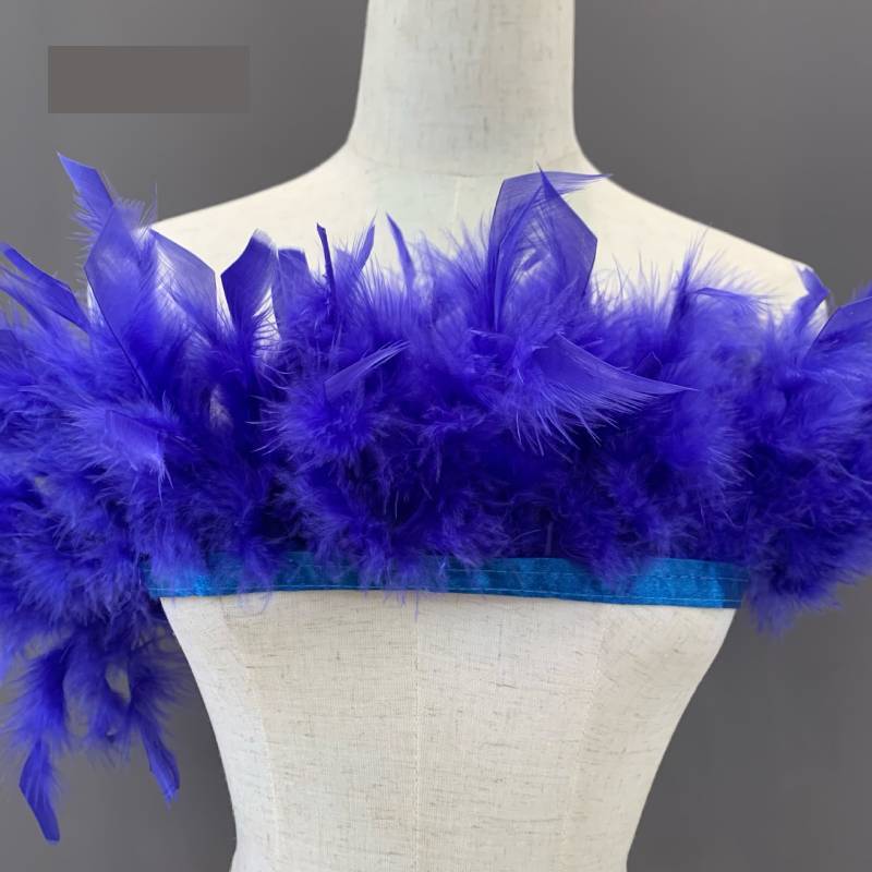 Многоцветная бахрома из перьев индейки Для изготовления одежды Сценических шоу Декорации Одежда Своими руками Blue