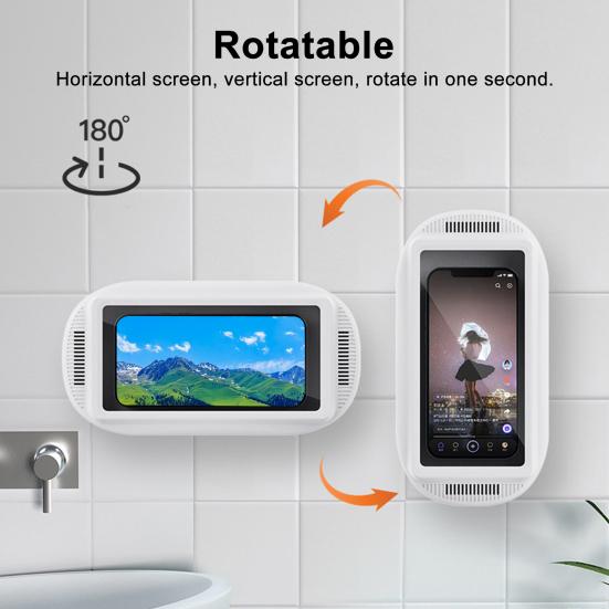 Duschhandyhalter Wasserdicht Wandmontage Badezimmerspiegel Handyhalter 360 Grad Drehung & Verstellbarer Arm Touchscreen Handyhülle