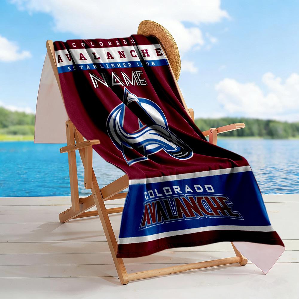 Avalanche Team Logo Customizable Name Beach Towel High Absorbency & Quick-Dry