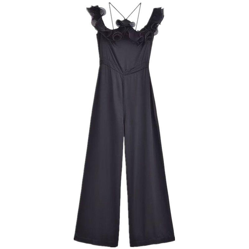 

Fashion Style Fall and Winter New Arrival Women s Clothing Easiest for Match Laminated Decoration Hanging Collar Long Jumpsuit 1971156 800 Black L