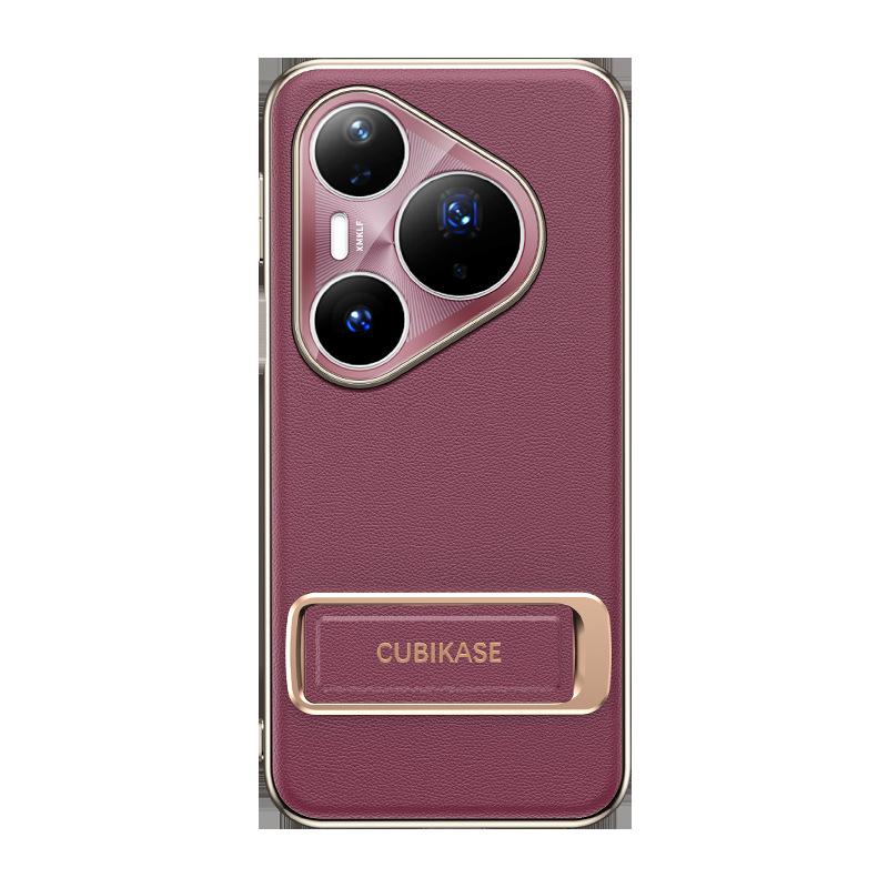 The new model is suitable for Huawei Pura11Ultra wristband, rotating bracket, mobile phone case p11Pro + electroplated Napa leather pattern.