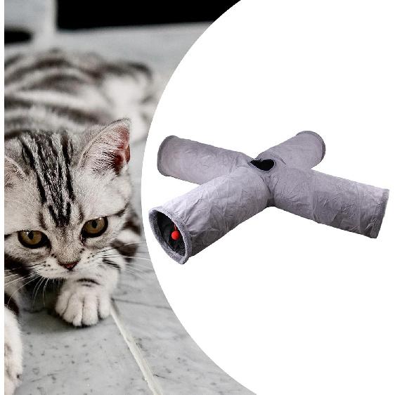 Cat Tunnel Tube for S, Cat Toys Collapsible, Kitty Tunnel Toy for Puppy, Kitten, Rabbit, Gray