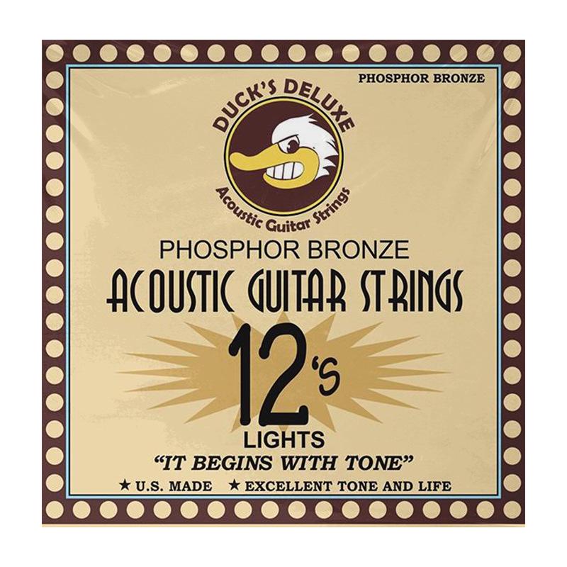 Dr. Duck's Phosphor Bronze Acoustic Guitar Strings, Folk Gauge .012-.011, Set of 6