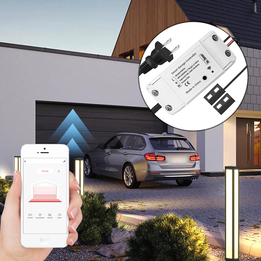WIFI Graffiti Intelligent Garage Door Controller APP Remote Control Timer Alexa Voice Control AC 100~240V 16A 3000W