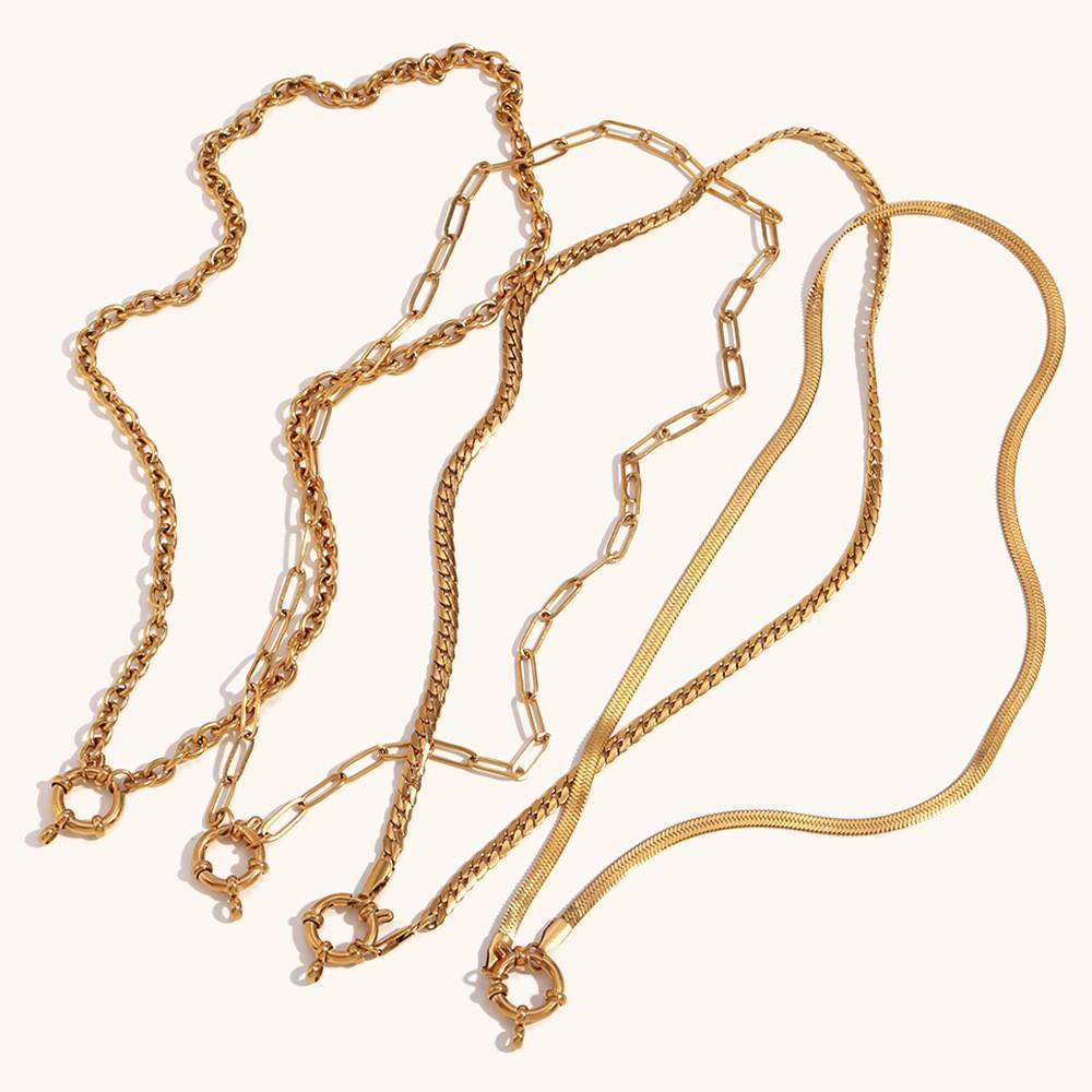 Trendy Gold 18k Plated Stainless Steel Spring Clasp Pendant Necklace For Women