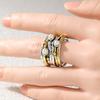 Ethnischer Intarsien-Ring mit Imitation Perlen für Damen, Vintage, Zweifarbig, Geometrisch, Tägliches Tragen, Party Schmuck, Jahrestagsgeschenk