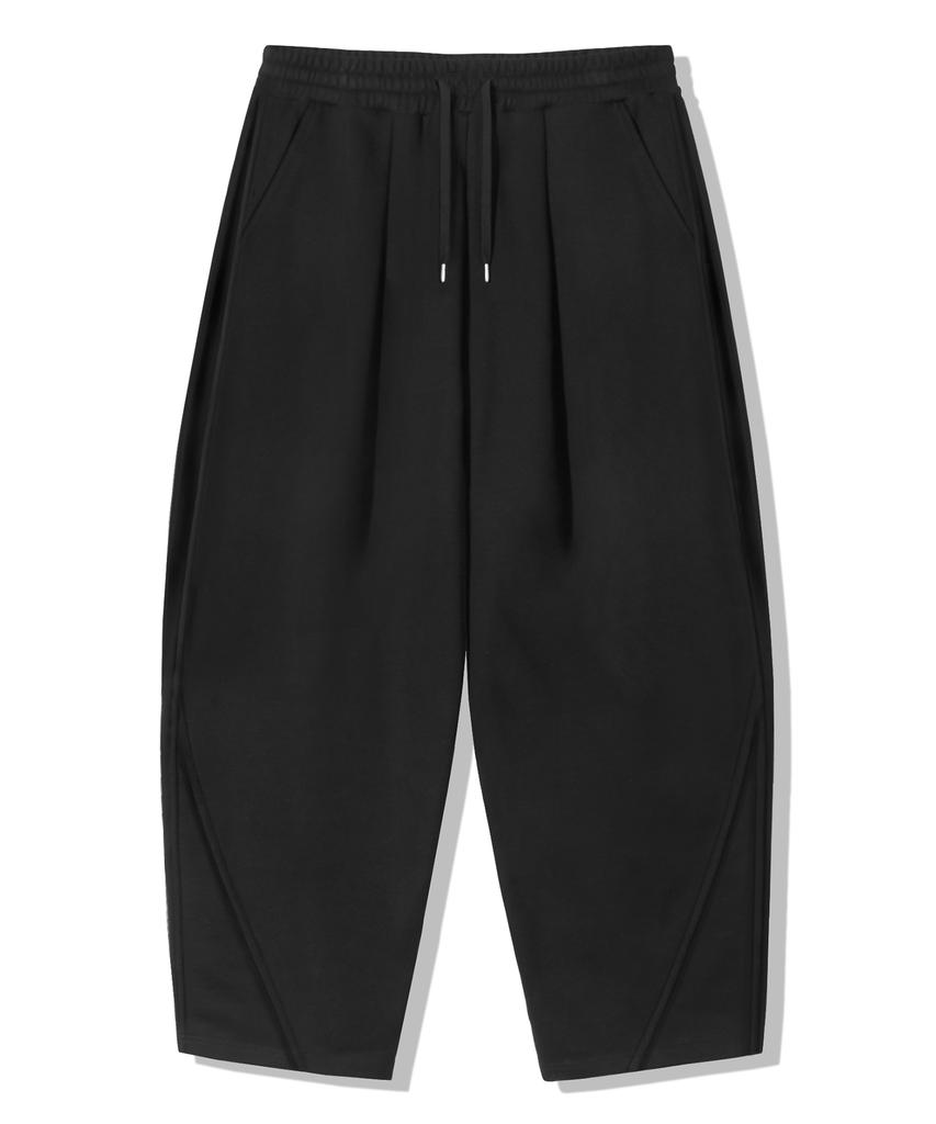 TRILLION One-Pleat Curved Side-Pleat Sweatpants_3Color