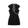 Women's Summer New Chinese Sweet Design Contrasting Color Trim Mini Dress