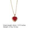 Purple Teardrop Zirconia Heart Pendant Necklace, Golden Tone Dainty Jewelry for Women