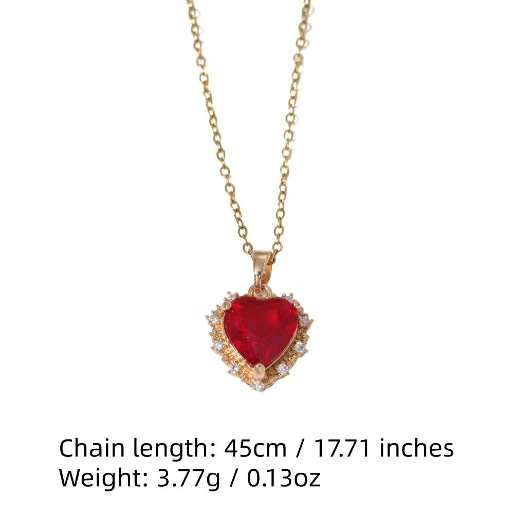 Purple Teardrop Zirconia Heart Pendant Necklace, Golden Tone Dainty Jewelry for Women