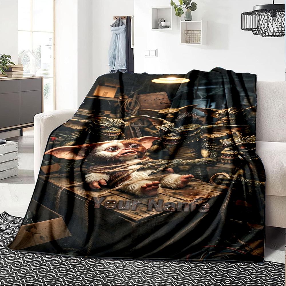 Gremlins Customize Your Name Blanket Multi-purpose Personalized Blanket Soft Warm Cozy Throw For Seaside Livingroom Bed Couch Four Seasons Universal