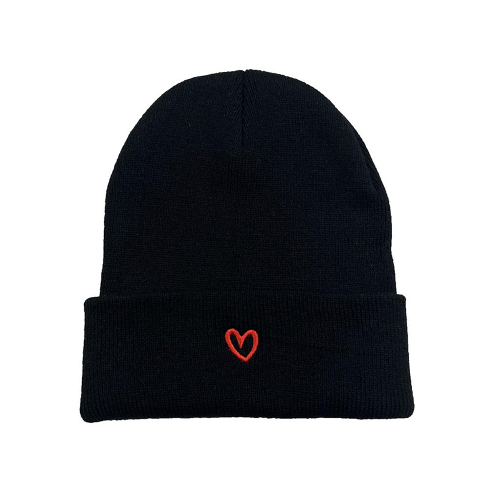 1pcs Men's Women's New Designer Little Heart Love Embroidered Knitted Hat Unisex Warm Caps Black White