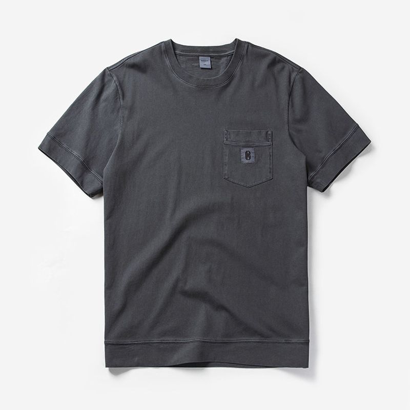 American Retro Heavy-Weight High-Density Pure Cotton Pocket T-Shirt Men's Short-Sleeve Summer Base Layer Export Men's Clothing All-Cotton Tee