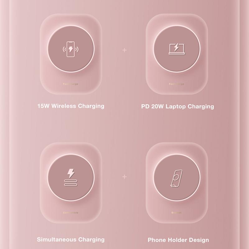 Batterie externe 20000mAh avec câbles intégrés, lignes de charge, chargeur PD, Powerbank Portable sans fil, batterie externe Mobile