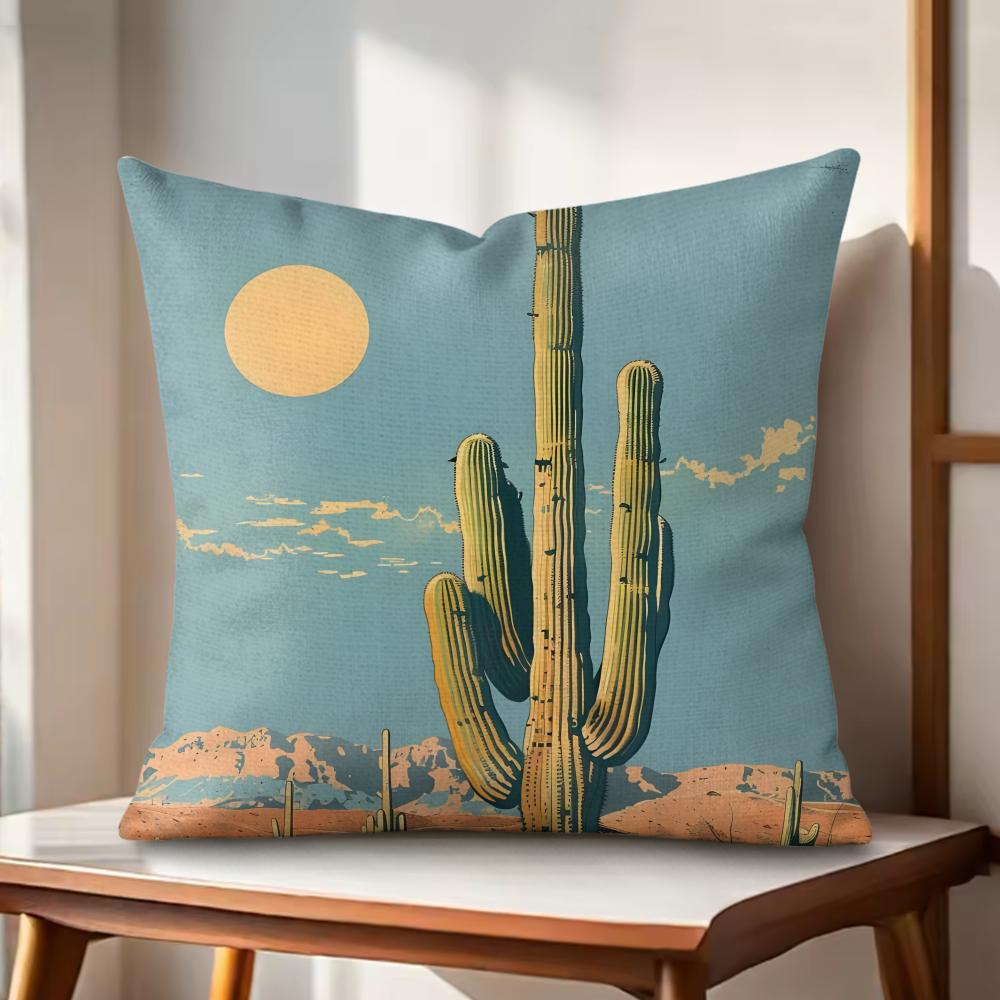 

Cactus Cushion Cover Natural Linen Organic Fabric DoubleSided Printing Couch Pillow Covers Home Decor Gift 30x30cm