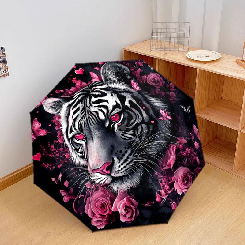 PinkAnimals Pattern Pattern New Style Umbrella, 1 Piece Automatic Folding Umbrella, Portable Travel Umbrella, Outdoor Umbrella, Birthday Gift