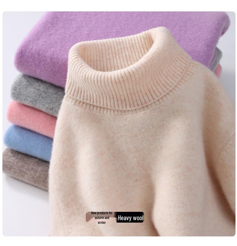 Children's 100% Pure Wool High Turtleneck Sweater - Autumn & Winter Pullover for Boys and Girls