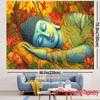 2D Flat, Colorful Sleeping Buddha Lotus Tapestry Wall Hanging For Meditation Yoga Room Decor Spiritual Art Print Home Decoration