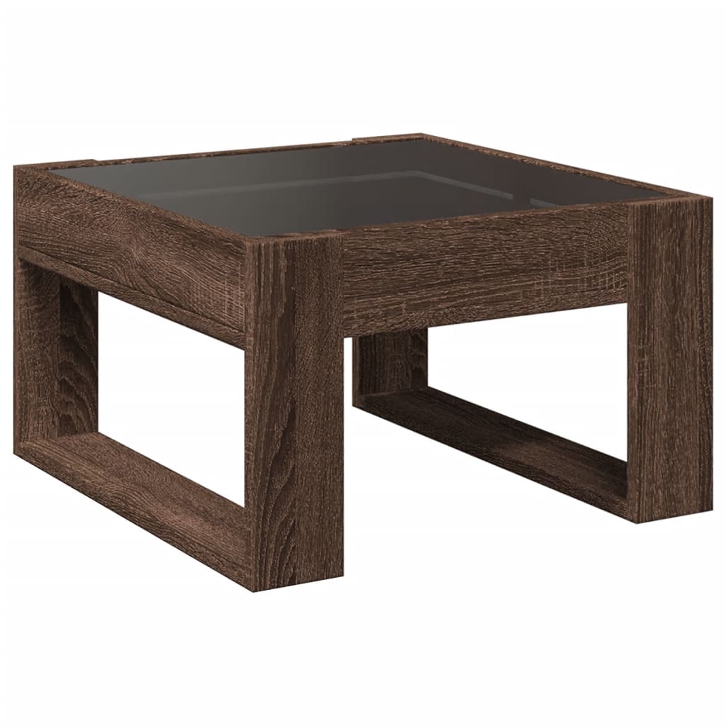 Infinity LED Coffee Table in Brown Oak Effect 50 x 53 x 30 cm