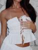 Drawstring Bandeau Top - Sexy Pleated Lace-up Summer Vest for Women