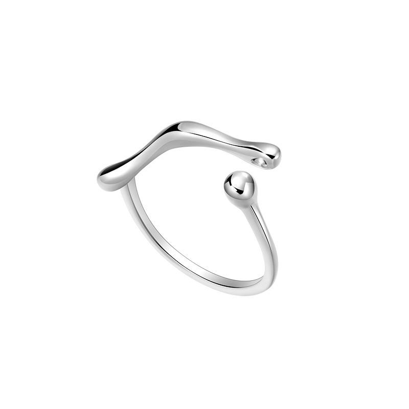 Geometric 925 Silver Irregular Band Ring for Women - Niche Design, Light Luxury, Open Index or Tail Finger Ring