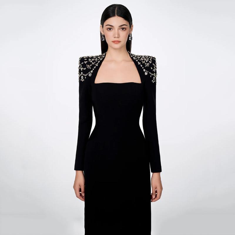 New Fashion Long Sleeve Diamond Bandage Dress Autumn Slim Dress Party Evening Dress Banquet