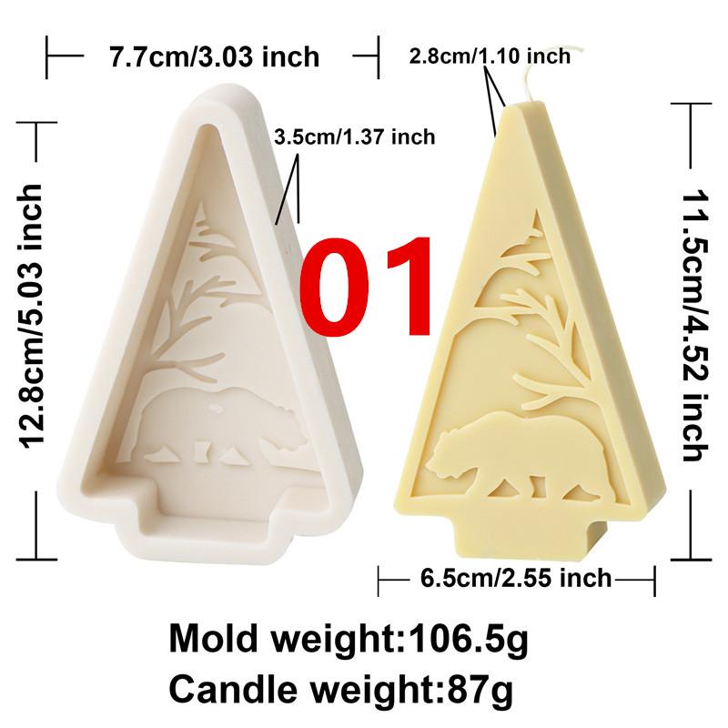 Minimalist Triangle Christmas Tree Silicone Candle Mold DIY Snowflake Elk Designs Soap Candles Gypsum Christmas Home Ornament