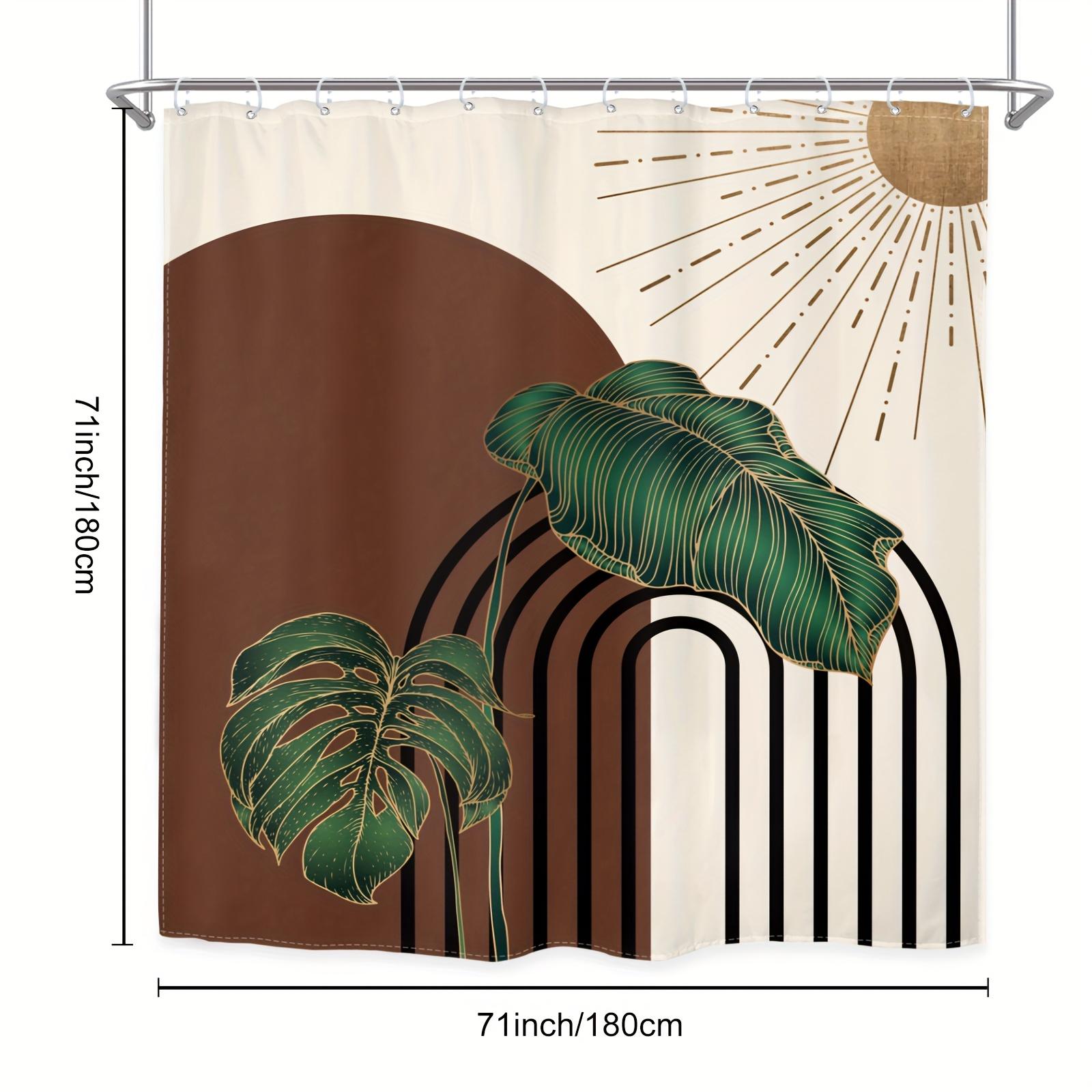 

Featuring Large Monstera Leaves, Geometric Patterns, Sunburst Design, And Vibrant Colors For Stylish Bathroom Decor W60H190(CM)-1 Pcs