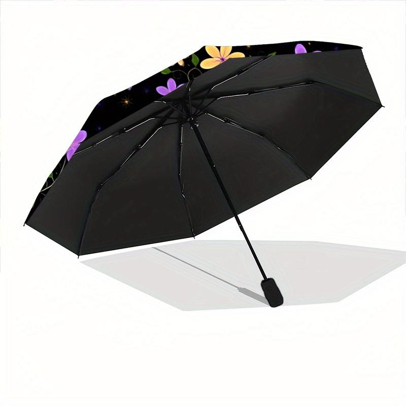 1pc Floral Night Pattern Automatic Umbrella - 8-Rib Foldable Design, Outdoor Adventures, and Family Celebrations Yy250829018
