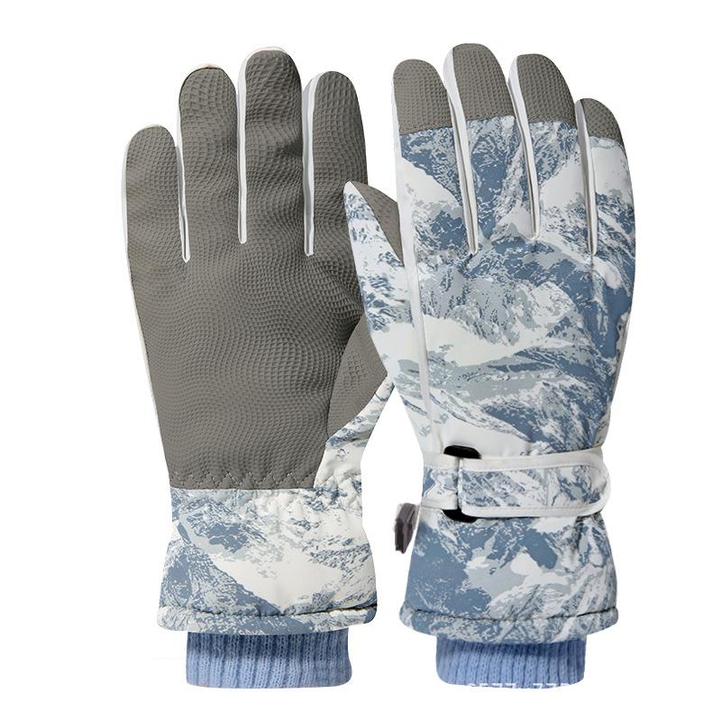 New ski gloves, snow-capped mountains, outdoor velvet protective touch screen, winter thermal gloves, mountain climbing and cycling gloves One size fits all