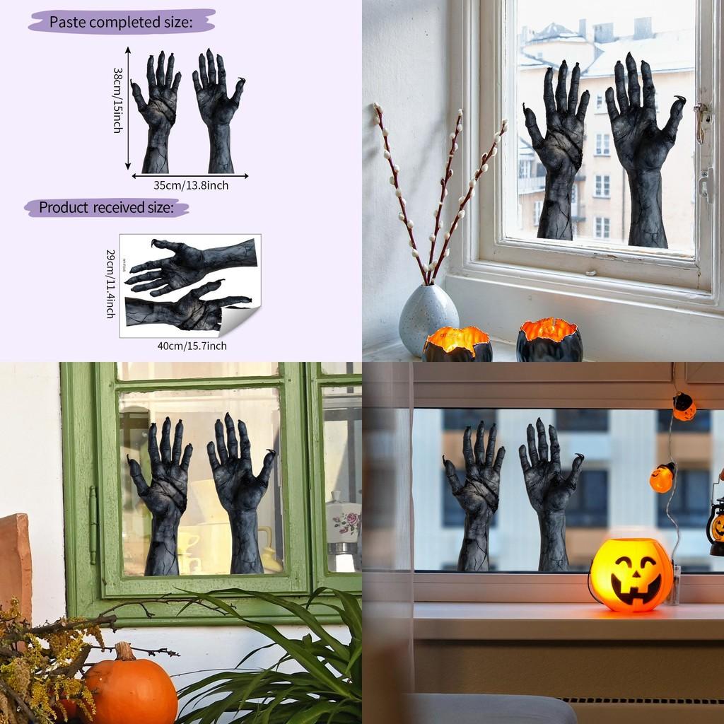 Halloween Arm Horror Uv Static Cling Glass Window Sticker For Home Decor
