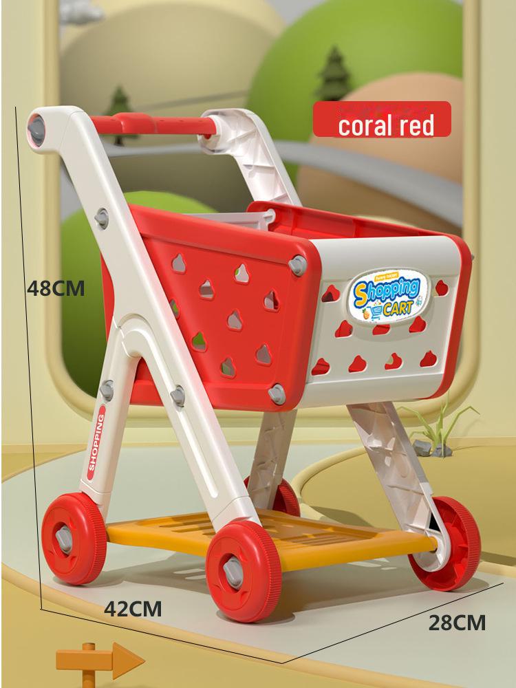 Children's Play Kitchen with Fruit & Vegetable Cutting and Shopping Cart Toys