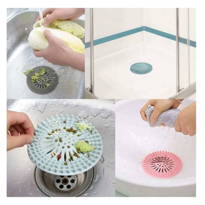Silicone Drain Cover With Hair Filter For Bathroom Kitchen Preventing Clogs Nonslip Mat