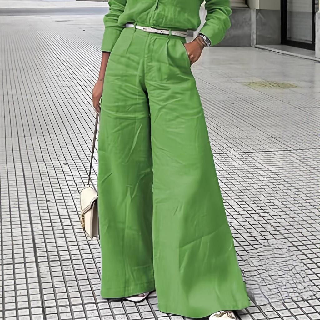 Women's Cotton Linen High Waist Wide Leg Pants with Pockets Summer Minimalist Solid Color Casual Office Trousers