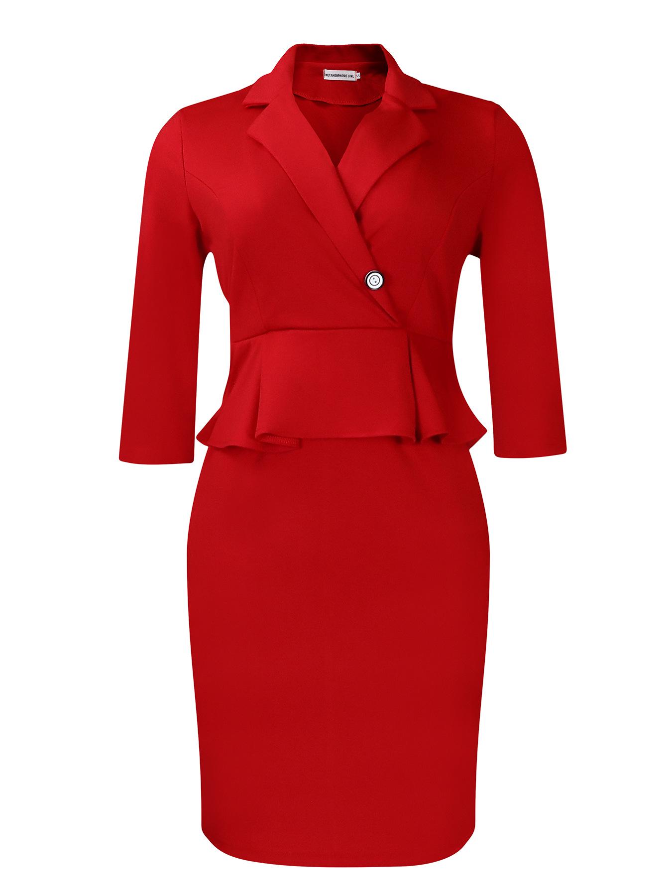 

Женское облегающее африканское платье с оборками на бедрах и воротником-стойкой XX-Large красный