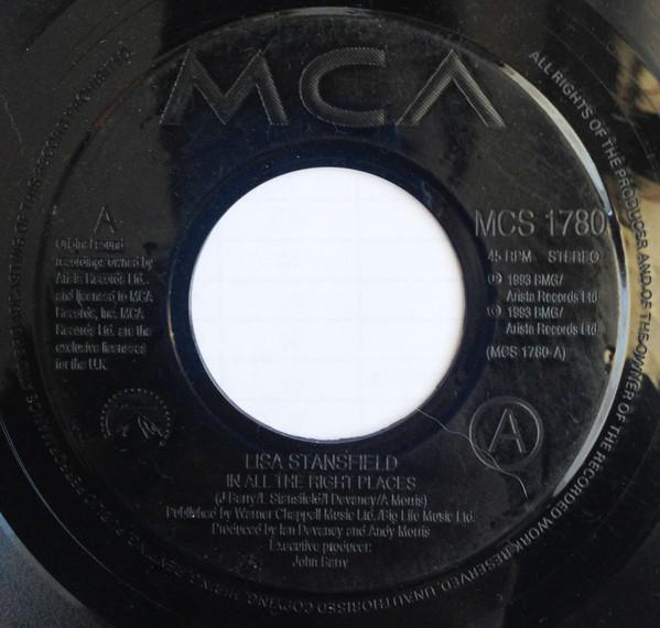 7inch Record LISA STANSFIELD In All The Right Places MCS1780 MCA 1993 UK Dance Electronica Used