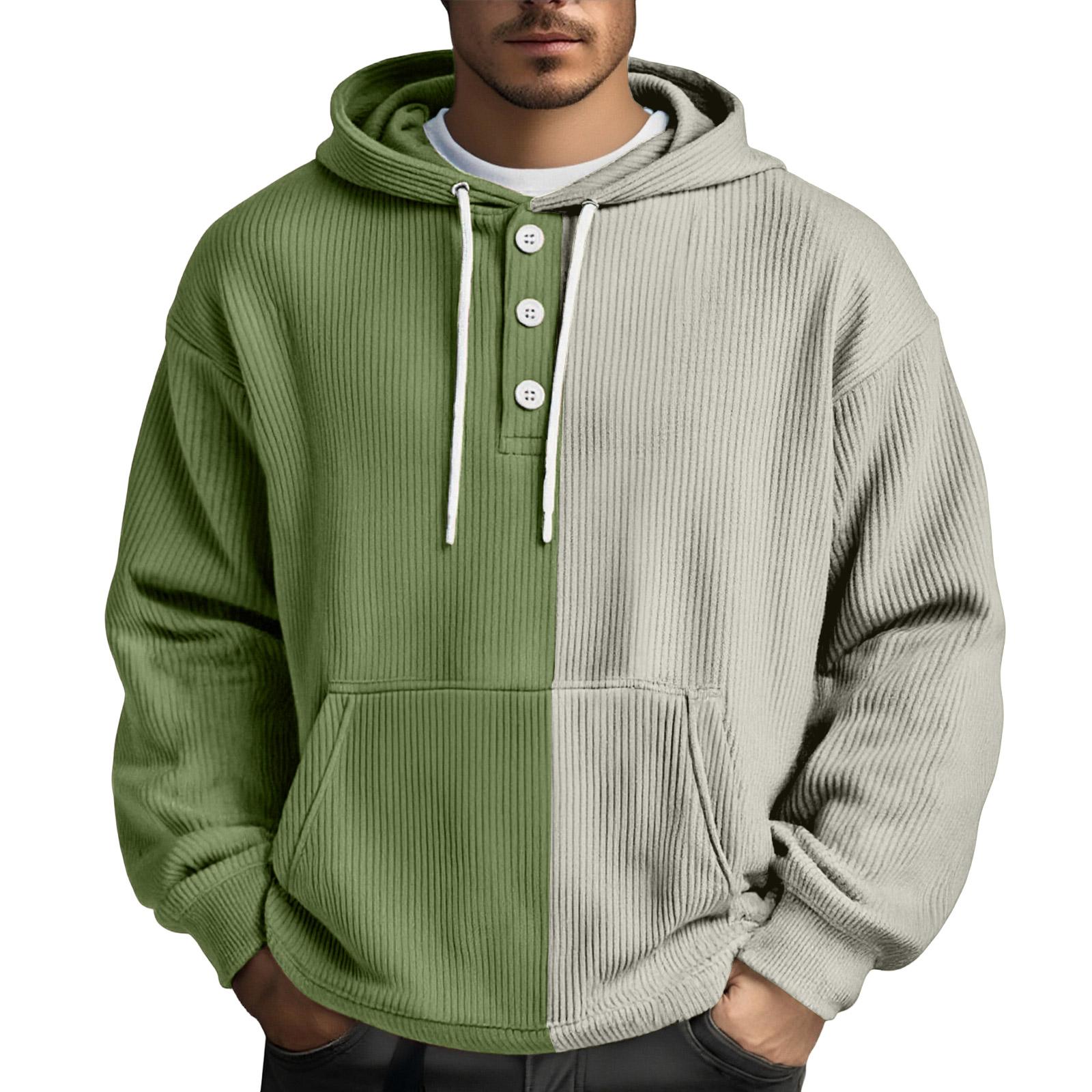 

Men s Leisure Loose Three Clicks Color Clashing Hooded Hood Hoodie XL білий