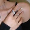 Double Finger Chain Rings For Women Ring Set Tassel Butterfly Zircon Crystal Rings Jewelry Fashion Hiphop Jewelry