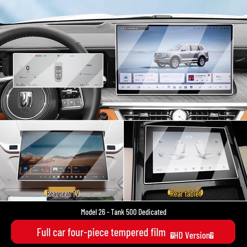 Tempered Screen Protector for 26 Tank 500 HI4Z/HI4T Models - Central Control Navigation Car Interior Decor