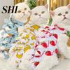 Anti-Lick Pet Neuter Supplies Cat Neutering Suit Fruit Print Recovery Clothing Jumpsuit After Surgery Adjustable Soft Breathable Strap Postoperative