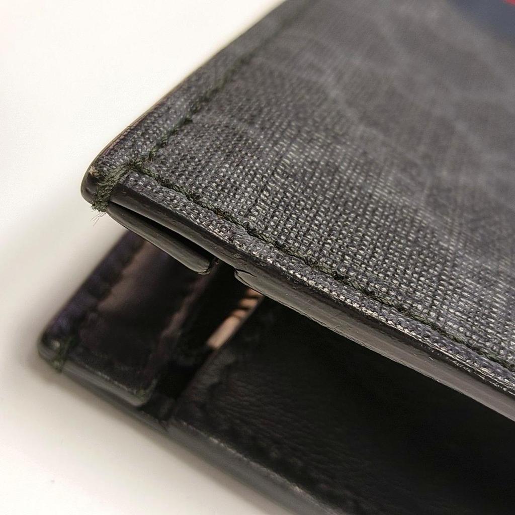 [Pre-Owned] Signature Logo Stripe Web Zipper Canvas Clutch - Very Good #XN4RTF