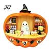 Halloween Pumpkin Bar Ornament Counter Figurine, Cute Ghost Bartender Mini Spooky Tabletop Figurine Scene Statue, Desktop for Home Party Display
